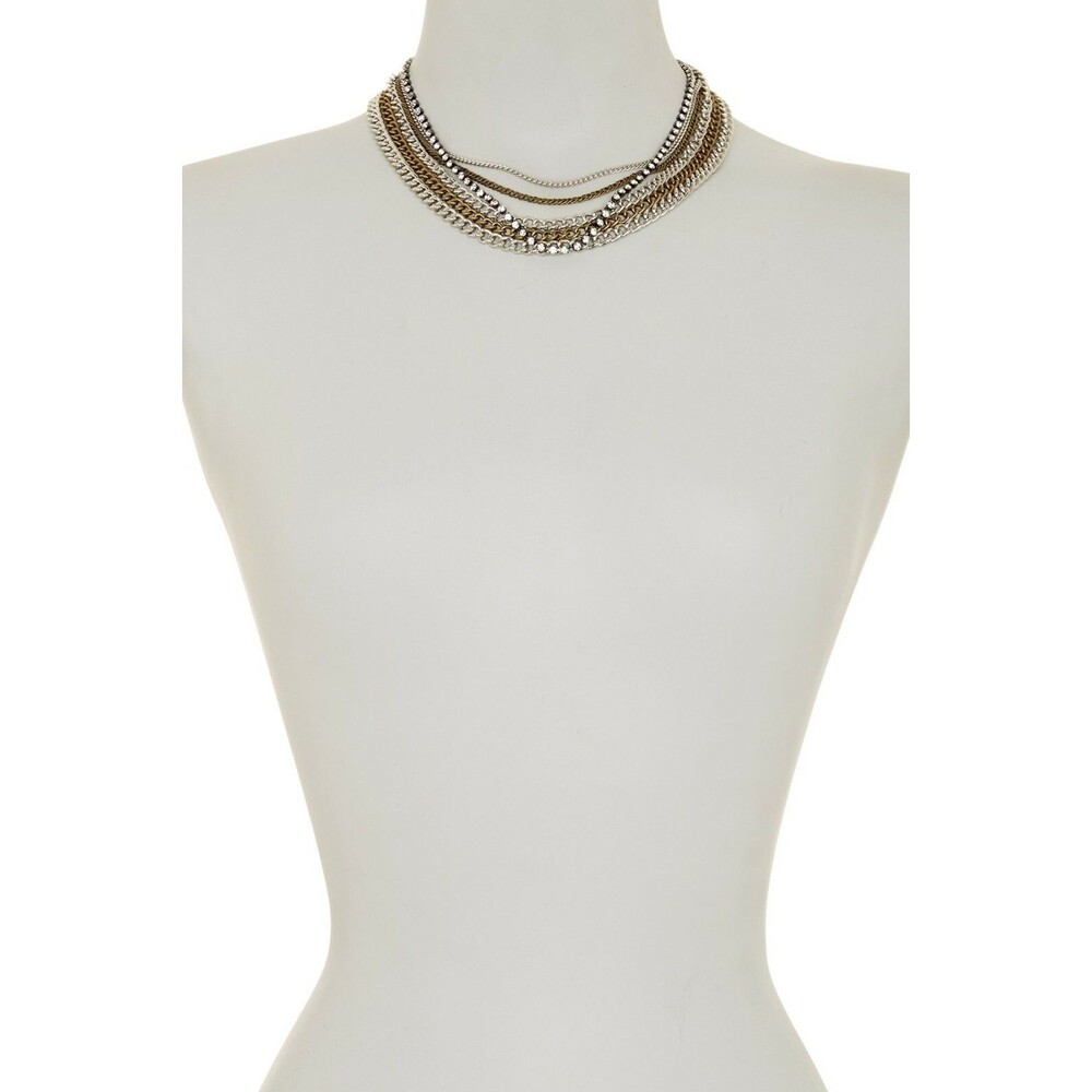 Banana Republic Women's 7 Layer Enamel Crystal Chain Link Necklace NWT 79.50